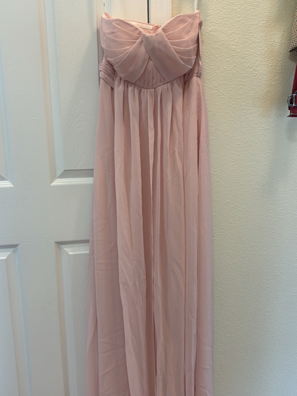 Birdy Grey Strapless Blush Pink Chiffon Maxi Dress